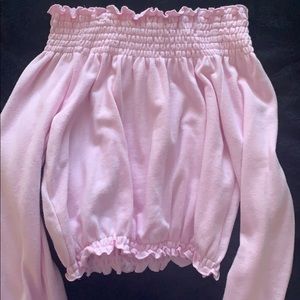 cropped off the shoulder long sleeve